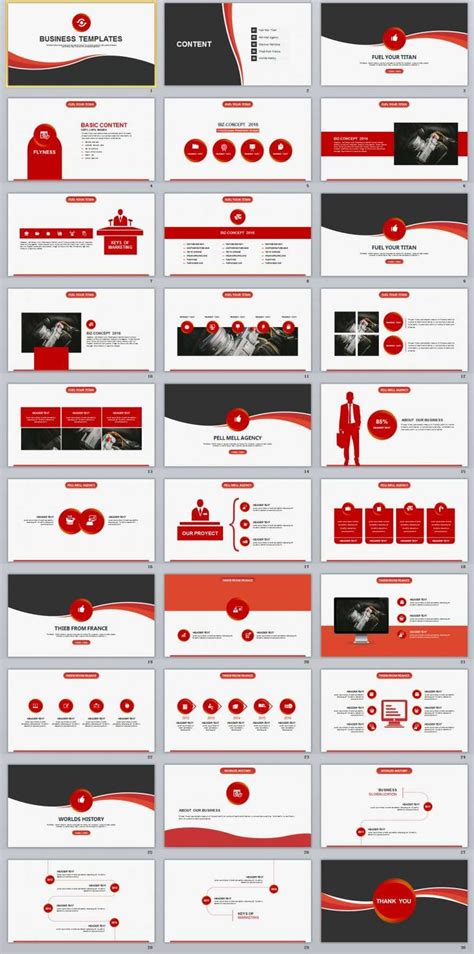 30 Red Business Report Powerpoint Template Simple Powerpoint