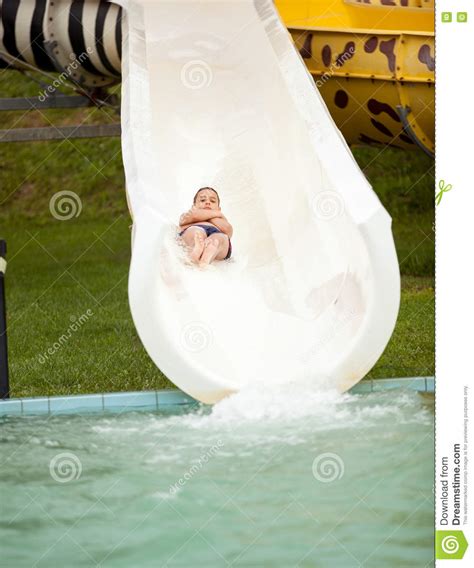 Funny Excited Child Enjoying Summer Vacation In Water Park Stock Image
