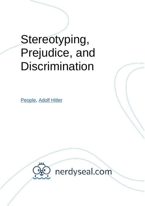 Stereotyping Prejudice And Discrimination 681 Words Nerdyseal