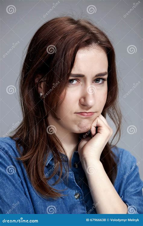 The Portrait Of A Beautiful Sad Girl Closeup Stock Photo Image Of