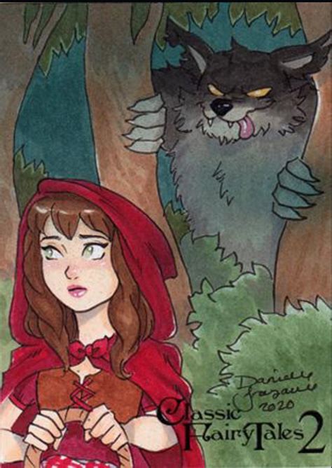 little red riding hood in the forest with the big bad wolf in the classic fairy tales classic