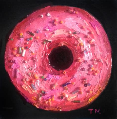 Pink Donut Painting Original Artwork Food Painting Doughnut Etsy
