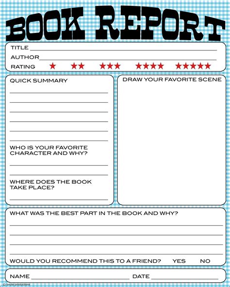 Free Printable Book Report Forms For Elementary Students Printable