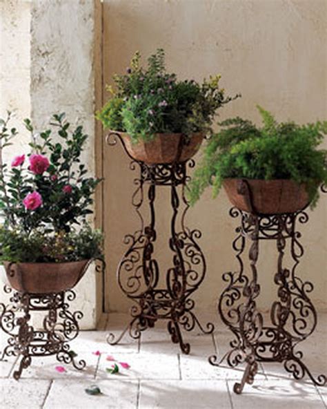 Set Of 3 Wrought Iron Scroll Plant Stands Iron Planters Iron Trellis