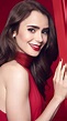 Lily Collins In Red Dress 4K Ultra HD Mobile Wallpaper