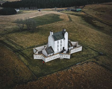 Aerial View Of Corgarff Castle In The Village Of Corgarff Scotland