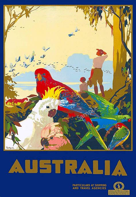 Australia Parrots Vintage Poster Art Posters Australia Vintage Art