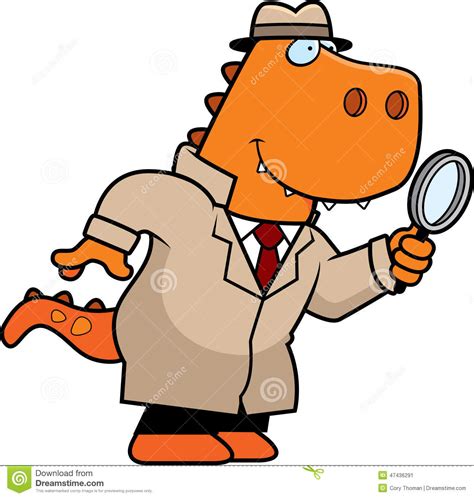 Cartoon Dinosaur Detective Stock Vector Illustration Of