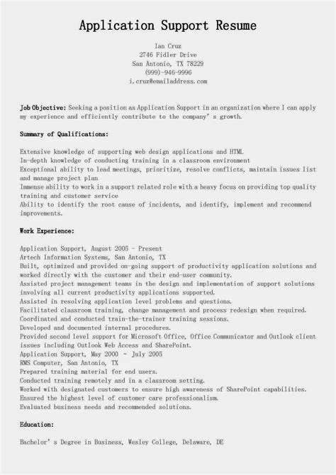 Write the perfect resume with help from our resume examples for students and professionals. Resume Samples: Application Support Resume Sample