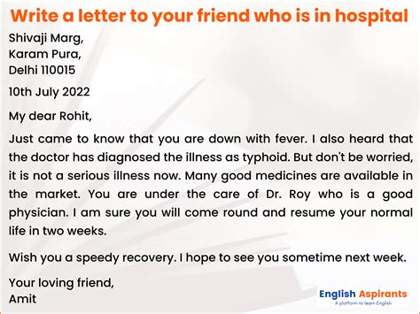 write a letter to your friend who is sick and hospitalized [4 examples]