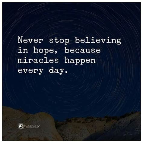 A Star Filled Sky With The Words Never Stop Believing In Hope Because