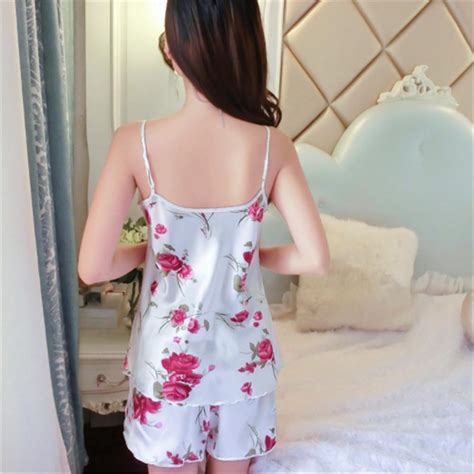 Buy Women Sexy Flower Sleepwear Braces Shirtsshorts Underwear Pajamas Robes Set At Affordable