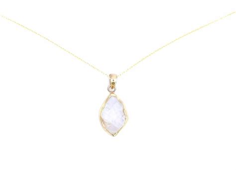 Raw Rainbow Moonstone Pendant 18K Gold Plated 925 Silver With Chain