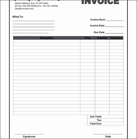 Blank Invoice Form Excel Excel Templates