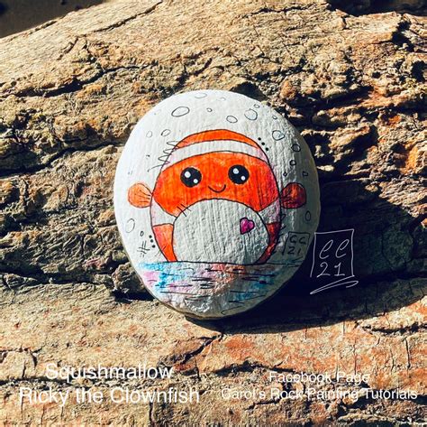 Squishmallow Ricky The Clownfish Rock Painting Tutorial Hand Painted