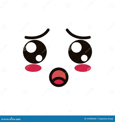 Kawaii Cute Face Expression Eyes And Mouth Scared Stock Vector Illustration Of Cute Scared