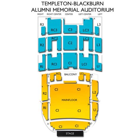 Templeton Blackburn Alumni Memorial Auditorium Seating Chart Vivid Seats