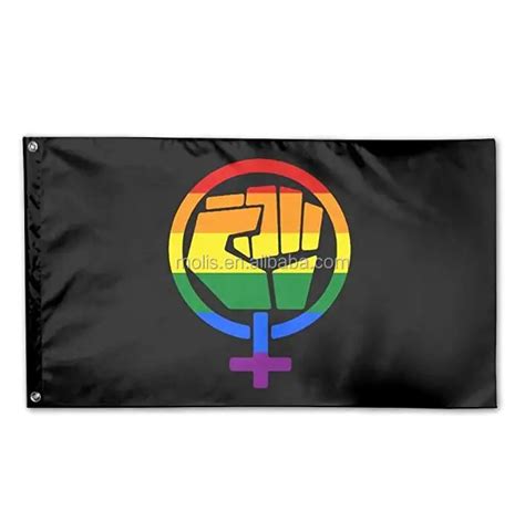 Custom 100polyester 5x3 Feminist Symbol Lgbt Resist Pride Fist Rainbow Flag Buy Feminist