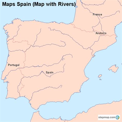 Stepmap Maps Spain Map With Rivers Landkarte Für Spain