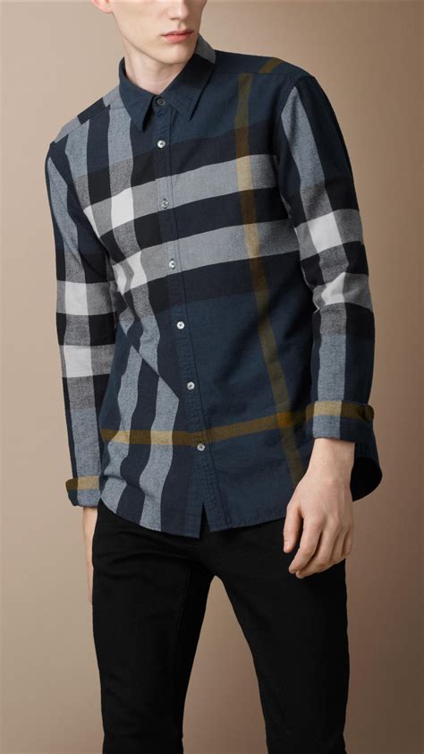 Lyst Burberry Brit Check Flannel Shirt In Blue For Men