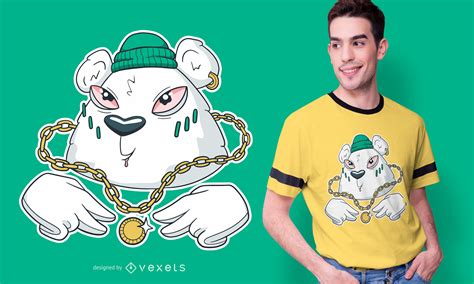 X gon' give it to ya. Gangsta Bear T-shirt Design - Vector Download
