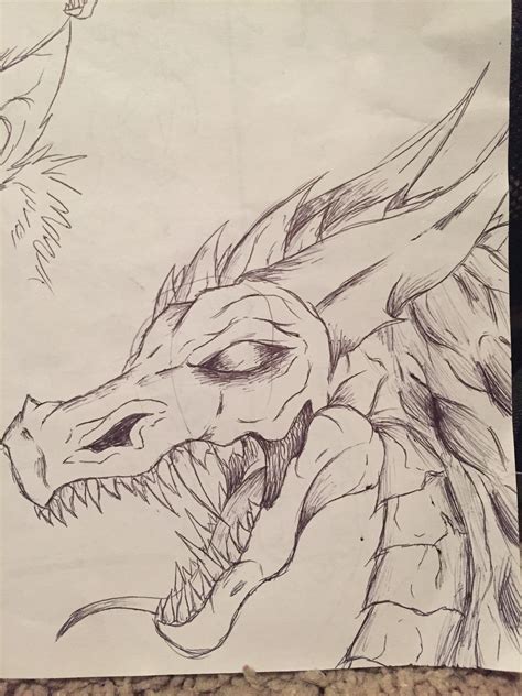 Dragon Sketch I Did With A Pen In A Restaurant Lol By Youtubecrazy