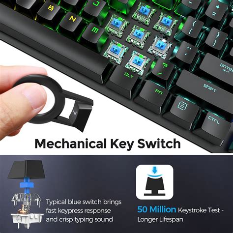 Pictek Pc248 Gaming Mechanical Keyboards Blue Switch Wired Keyboard