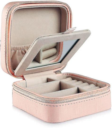 Small Faux Leather Travel Jewellery Box Organizer Display Storage Case