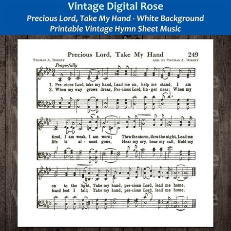 Precious Lord Take My Hand Printable Vintage Hymn Sheet Music Etsy Hong Kong