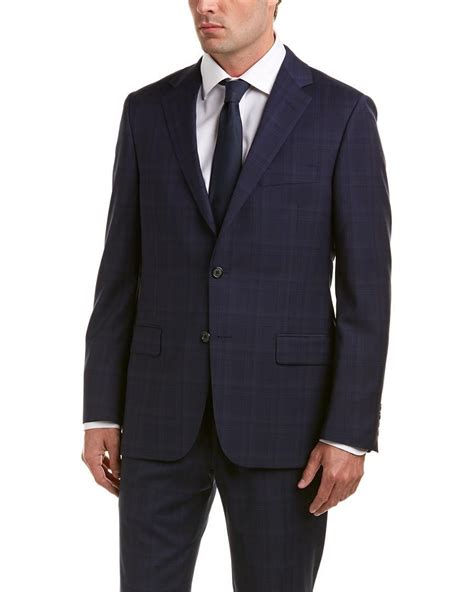 Milburn Ii Wool Suit With Flat Pant Blue Hickey Freeman Suits