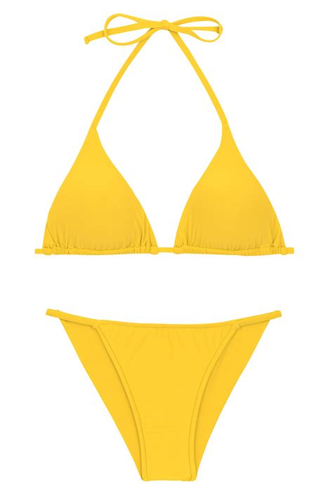 Yellow Cheeky Brazilian Bikini With Slim Sides Set Uv Melon Tri Inv