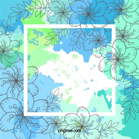 Download, share or upload your own one! Mint Green Watercolor Blue Flowers Background Material ...