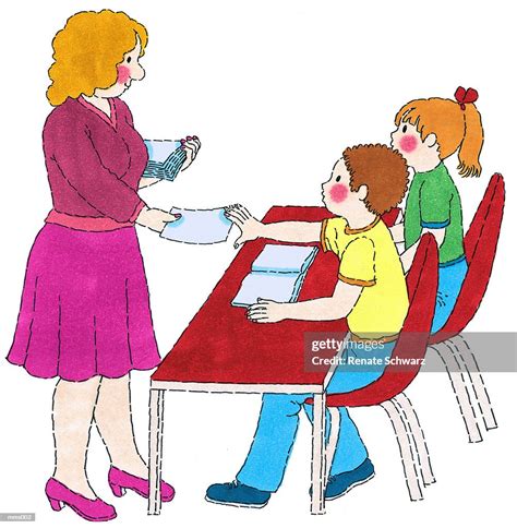 Mrs Handing Out Papers High Res Vector Graphic Getty Images
