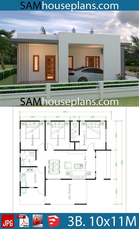 Interior house painting costs between $5,000 and $10,000 in australia, for properties sized between 250 and 750 m2. House Plans 10x11 with 3 Bedrooms - Sam House Plans ...