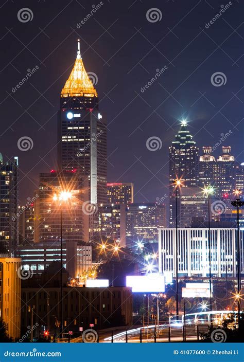 Tallest Building In Atlanta Downtown At Dusk Editorial Image Image Of