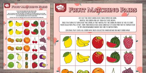 Fruit Pairs Matching Game Printable Twinkl Party Twinkl