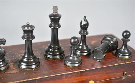 Ref3036 Staunton Chessmen And Box Antique Chess Shop