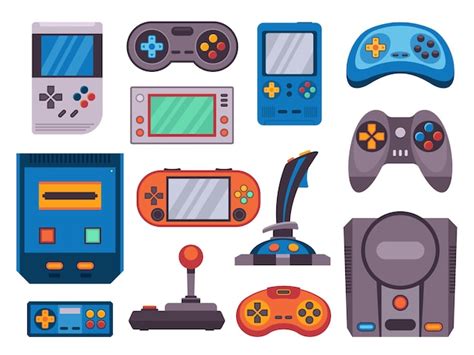 premium vector retro game console cartoon videogame joystick icons