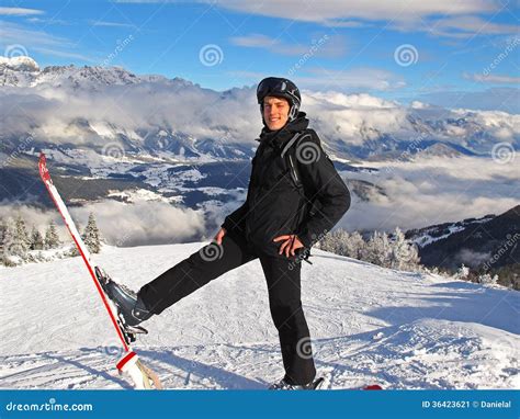 Man On Ski Slope Stock Image Image Of Austrian Holidays 36423621