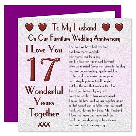 On Your 17th Wedding Anniversary Card 17 Years Furniture