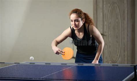 People Playing Ping Pong Tennis At Gym Room Stock Photo Image Of