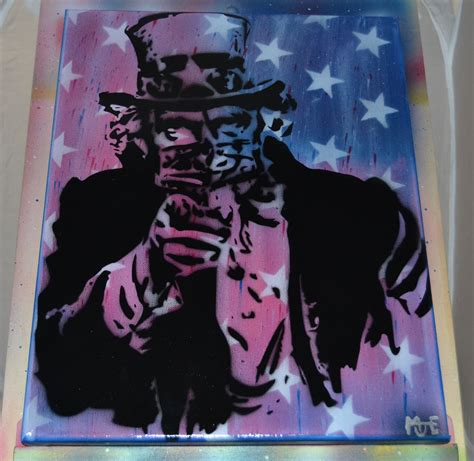 Uncle Sam With Face Mask Stencil Art Uncle Sam Wants You To Etsy