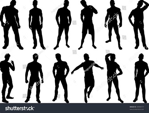 set of 12 sexy men silhouettes on white background stock vector illustration 34999777 shutterstock