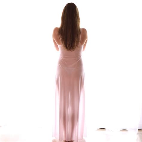 pink sheer nightgown see through lingerie ankle length etsy