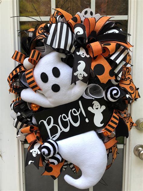 Halloween Wreath Ghost Wreath Boo Ghost Wreath Halloween Decor