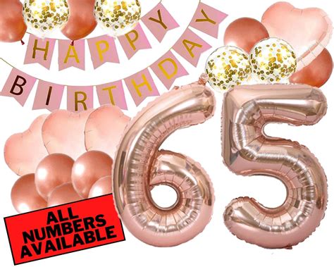 65th Birthday Decorations For Her Pink And Rose Gold 65th Etsy