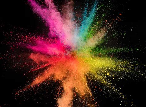 Colored Powder Explosion On Black Background Stock Image Image Of