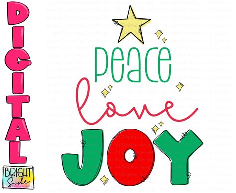 Peace Love Joy Christmas Tree Bright Side Digital Designs