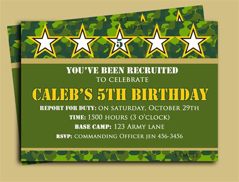 Free Printable Camouflage Birthday Party Invitations