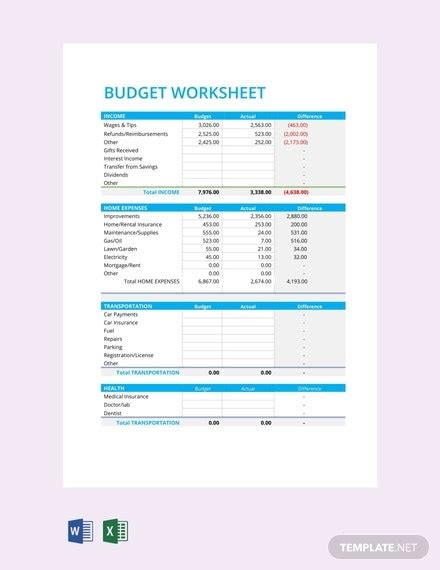 9 Budget Templates In Microsoft Excel Sample Example Format Free